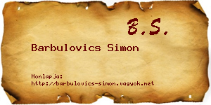 Barbulovics Simon névjegykártya